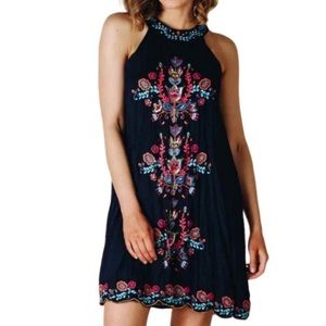 LULA SOUL Navy Embroidered Sequin Floral Dress